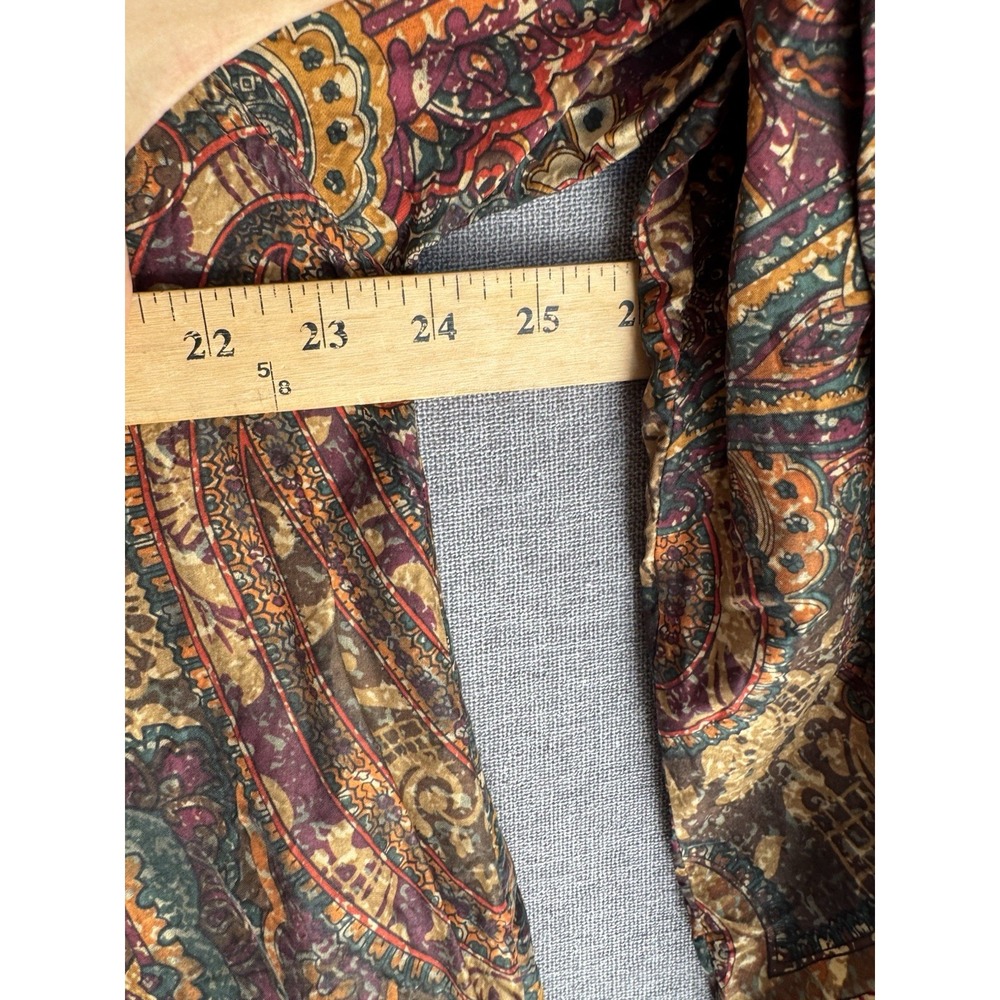 Vtg Compagnie Int Express Silk Top Small Brown Paisley Button Up Tunic‎ Blouse - Picture 4 of 7
